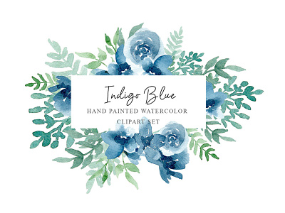 Free Indigo Blue Flowers Clipart Set clean design green leaves large leaves modern photo photography pinc flamingo tropical clipart tropical flowers tropical leaves watercolor clipart watercolor flamingo watercolor flowers wedding fonts