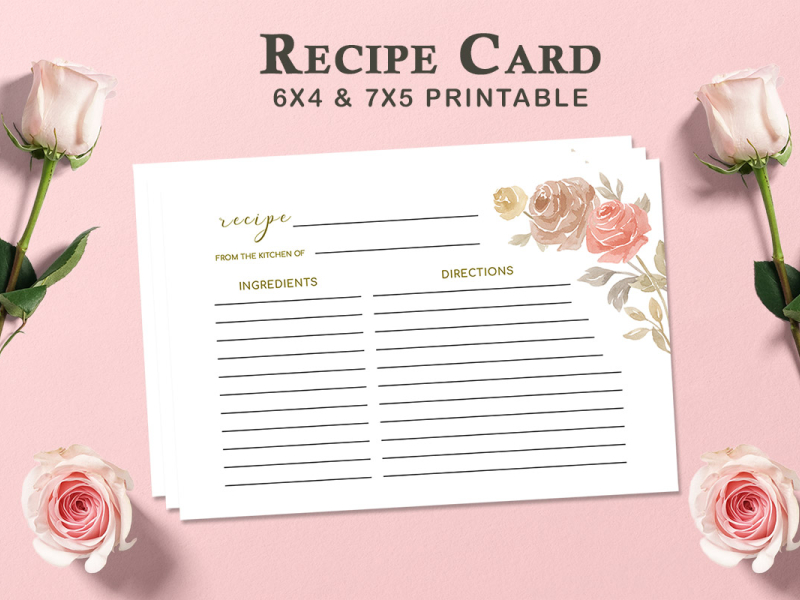 Free Printable 5X7 Recipe Card Template  Recipe cards printable free,  Recipe cards template, Printable recipe cards