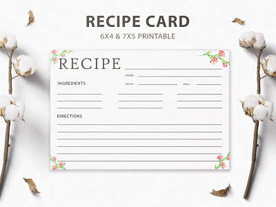 Free Recipe Card Printable Template V3