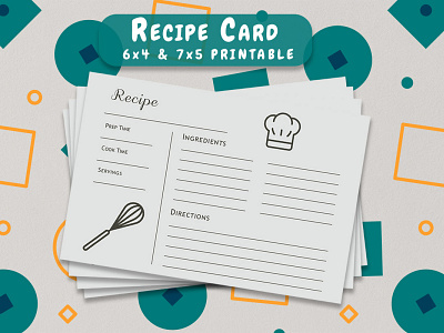 Free Recipe Card Printable Template V6