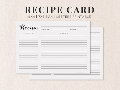 Free Cooking Recipe Card Template RC1 branding design font graphics illustration modern printable printable flyer recipe recipe book recipe card recipes template design templates
