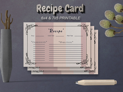 Free Recipe Card Printable Template V.20 branding card design food illustration logo menu modern recepy typography ui vector vintage