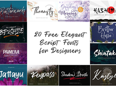 20 Free Elegant Script Fonts for Designers ( Stylish Fonts ) brush display handmade handwriting header holiday letter logotype modern newyear poster rough stylish swash vintage