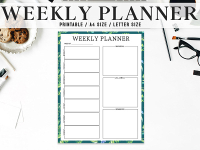 Free Artistic Weekly Planner Printable illustration planner printable