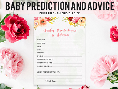 Floral Baby Prediction And Advice Printable V2