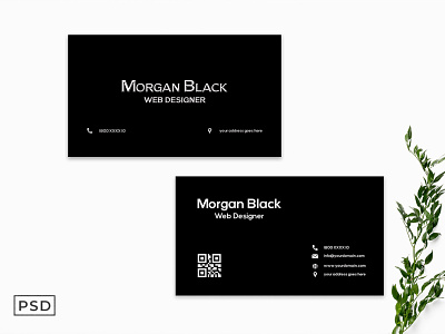 Free Black Minimalist Business Card Template business card clean company concept contact corporate creative design element elements flat fresh graphic information layout minimalist modern orange paper