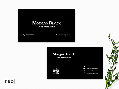 Free Black Minimalist Business Card Template business card clean company concept contact corporate creative design element elements flat fresh graphic information layout minimalist modern orange paper