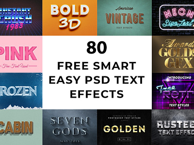80+ Free Smart Easy PSD Text Effects