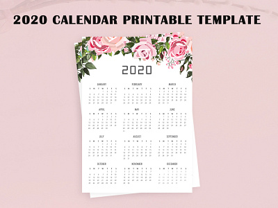 Free 2020 Calendar Printable Template business calendar calendar 2020 color company corporate day design minimal monday month office organizer photo poster print stationery sunday template wall