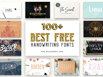 100 Best Free Handwriting Fonts For Designers 2020 bold clean connected contemporary cool cursive elegant fancy font handmade handwriting handwritten heavy hipster lettering monoline script print professional script