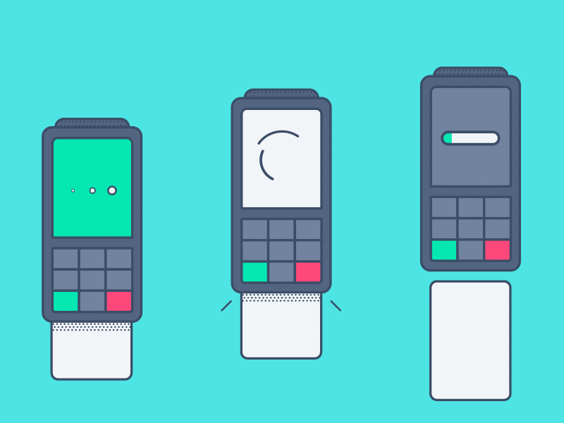 POS terminal paying pay buttons screen loading credit card card credit terminal loop gif colours motion flatdesign colour 2d design flat animation vector
