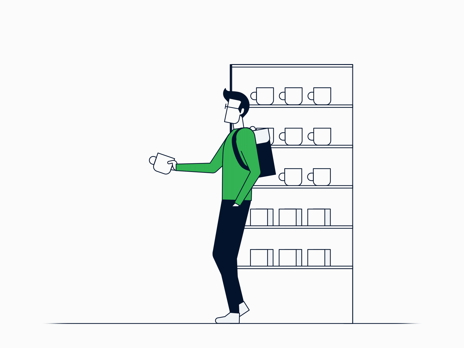Adyen Amazon Go Store 2d amazon animation backpack character checkout coffee cup duik flat go money motion pay paying phone store