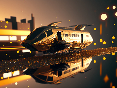 “BART’s Dream Car: The Luxury Route for Commuters” a.i. ai bart commute dream future thinking futurism futuristic gold golden state hover hovercar illustration luxury photorealistic reimagined remix subway transportation urban planning