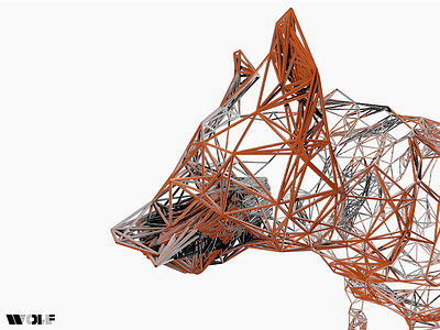 Wolf 3d a abstract dog geometric orangeandblack sculpture sutrotower type wireframes wolf xparticles