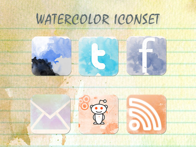 Watercolor Iconset icons social icons