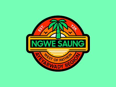 Ngwe Saung badge design graphic design illustration mmbadgedesign myanmar