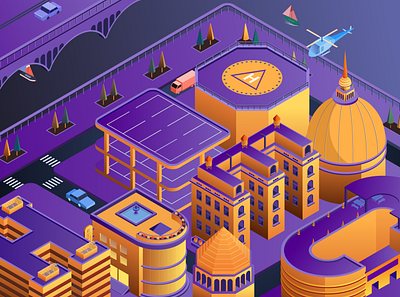 city isometric illustration 2.5d design illustraion isometric design vector