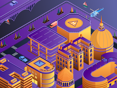 city isometric illustration