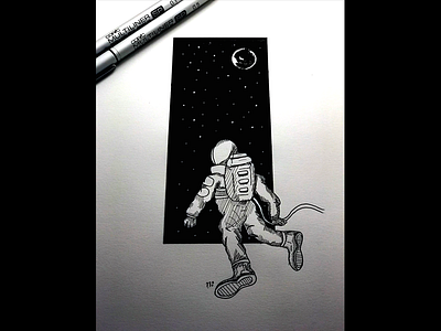 Deep Space astronaut comic deep drawing illustration ink inktober paper pen sketch space story