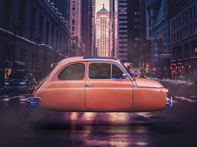Hovercar chicago compositing future futuredesign hovercar levitate photoshop taxi unsplash visualartist