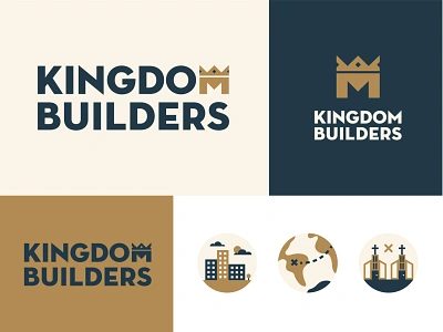 Kingdom Builders builders church city city branding crown icon king kingdom logo logotype minimal multiply wordmark world