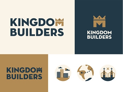 Kingdom Builders builders church city city branding crown icon king kingdom logo logotype minimal multiply wordmark world