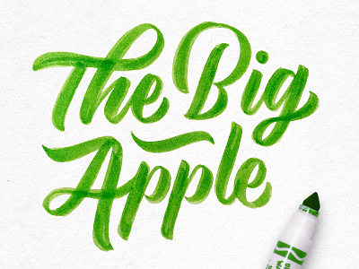 The Big Apple apple brush brushtype crayligraphy crayola lettering newyork ny script thebigapple type