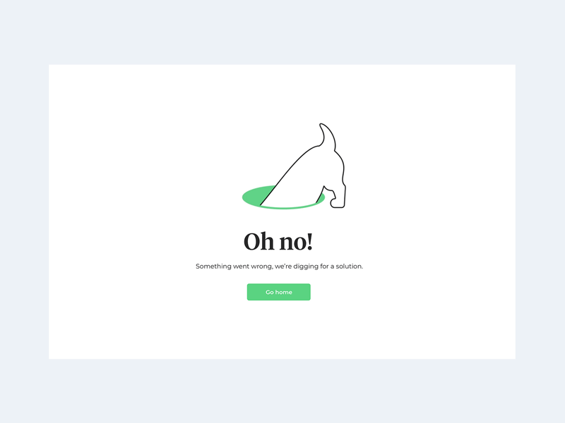 JustFoodForDogs Error Page 2d 404 animation app cats design dog dogs error error page gif green illustration minimal page pets product ui ux web