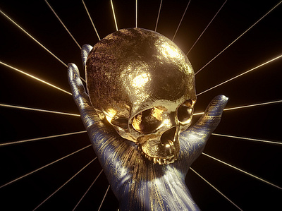 Hamlet 3d 3dart cinema4d classic design gold hamlet octane skull