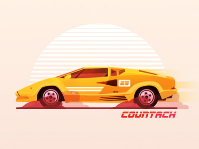 Lamborghini Countach automobiles automotive car design designer graphic design lamborghini orange race yellow