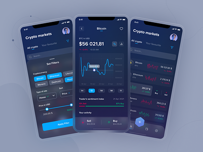CryptoTrade App - Main Screens
