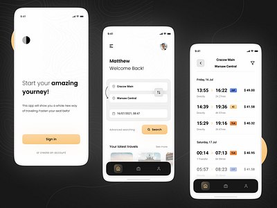 Concept of an app for buying train tickets