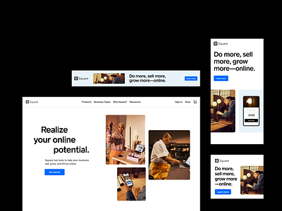 Square— Grow Online campaign. Landing page and display ads