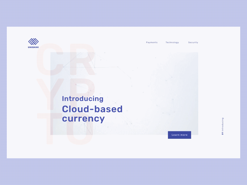 Unibank Template desktop transitions animation bank blue crypto currency data financial geometric parallax transition