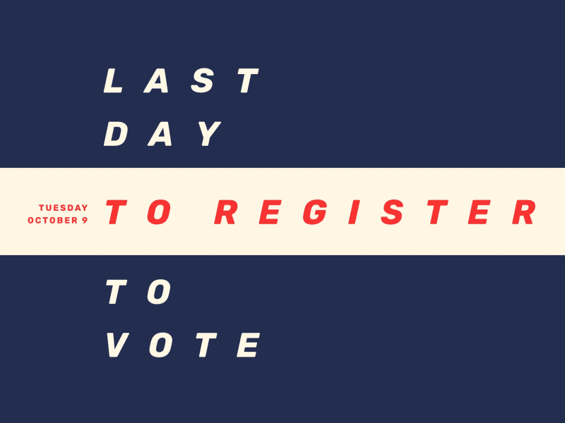 Register to vote today! america election motion register typography vote