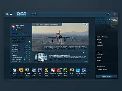 DCS MAIN MENU CONCEPT dark design site flat game home interface material menu ui ux web welcome page