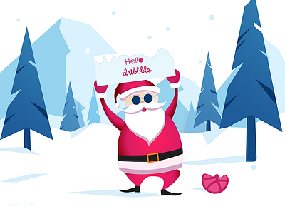 Hello Dribbble debut first shot ghristmas hello dribbble illustration snow