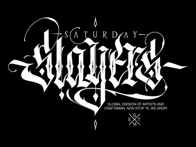 Saturday Slayers Custom Lettering calligraphy hand lettering lettering type. typography