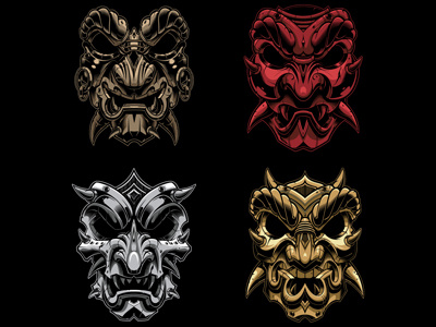 Samurai mask series mask masks samurai vector vector illustration