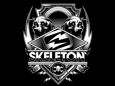 Skeleton Optics action sports apparel merch skull skulls type typography