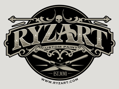 Ryzart lettering logo logos pinstripe skull type typography