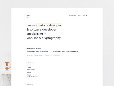 Minimalistic Personal Site 01 branding design dieter rams minimal minimalism personal personal branding simple ui web web design white