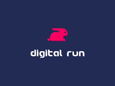 Logo - Digital Run branding digital digital run dragos illustration logo logo design logotype magenta rabbit red run simple