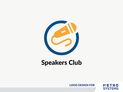 Logo Speakers Club blue c cercle club dalex design dragos dragos alexandru logo logo c logo s logotype mic micropone s speaker speakers club speech typo yellow