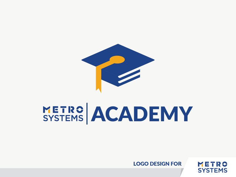 Logo METRO SYSTEMS Academy academy blue book cap learn logo metro metro systems study symbol yellow