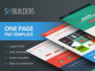 SkyBuilder - One Page Psd Template landing page one page psd template