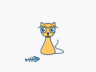 Cat Illustration cat dalex fish illustration line art sketoneto yellow
