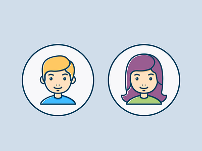 Icons boy and girl by 🦄 Dragos on Dribbble