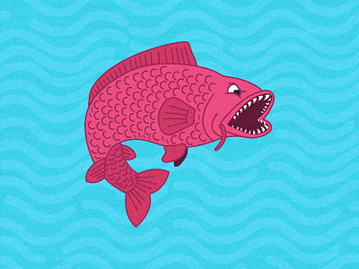 Angry Hungry Fish Illustration angry dalex fish hungry magenta pink sketoneto