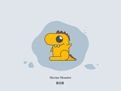 Bob A Marine Monster bob dalex design dino dragos flat illustration logo marine monster mascot mascot logo simpl yellow